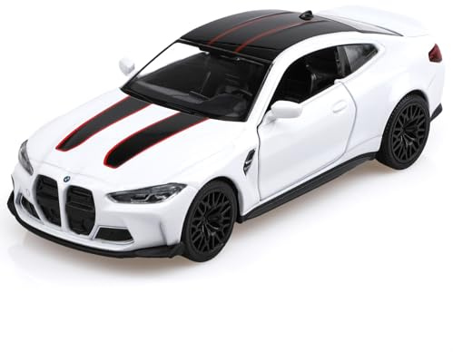 TOKAXI 1/36 échelle BMW M4 CSL modèles en métal, voitures à tirer BMW M4 jouets, cadeaux de voitures pour garçons et filles (Blanc)