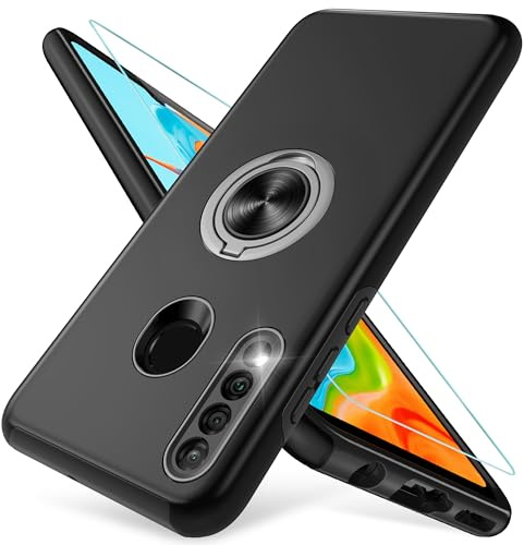 Pilaru Kompatibel mit Huawei P30 Lite Hülle, Eingebetteter 360° Drehbarer Ständer Schutzhülle Hülle Starke Stoßfestigkeit Handyhülle Huawei P30 Lite-Schwarz