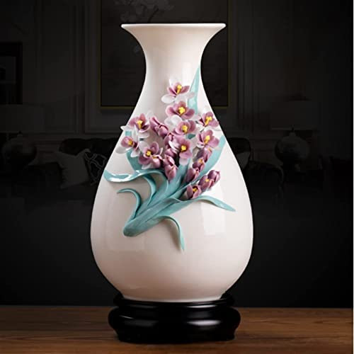 Chinese Ceramic Handmade Orchid Vase Large Living Room Wine Cooler Study Blog Shelf Ornaments