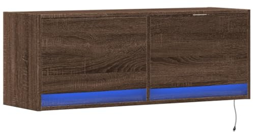 vidaXL TV Wandschrank, TV Schrank Lowboard mit LED-Beleuchtung, Hängeschrank Fernsehschrank für Wohnzimmer, Fernsehtisch TV Board Hängend, Braun Eichen-Optik