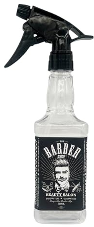 Eson Hair Water Spray Bottle 500ml, Whisky Style Spray Bottle for Hair, Mist Plant Mister, Barber Salon Hairdresser - Retro Stylish, Empty Refillable Sprayer for Cleaning (White)