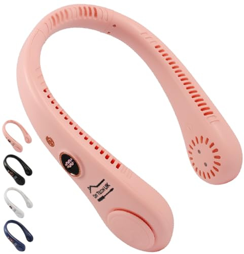 DIY TECH UK - CoolBlast Ultra Light - Portable Neck Fan Adjustable - Pink | Hands Free USB Rechargeable Bladeless Personal Neck Fan - 5 Speeds - Wearable for Sport Travel Home Office Indoor Outdoor
