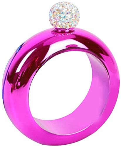 Flachmann, Armreif, Flachmann, Edelstahl, tragbarer Mini-Flachmann, für Damen, Mädchen (Rosa)