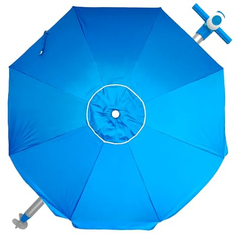 Pincho Grand parasol de plage 240 cm, coupe-vent jusqu'à 35 km/h, protection UV 50, matériaux chauds, 8 baleines en fibre de verre, perche inclinable, système