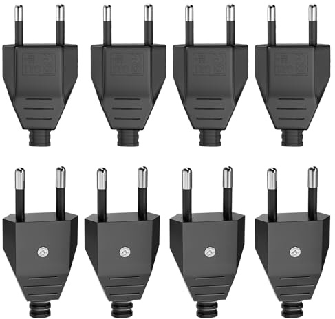8 Pièces Prise Electrique Male, Fiche Male Prise Electrique 250V 2.5A, Prise Male Plate, Fiche Euro Schuko Fiche D'alimentation Domestique Décorative à Encastrer ou à Remplacer, Prise Electrique Male