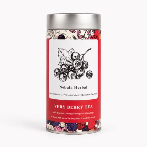 Very Berry green tea in 25 Biodegradable teabags in a premium tin can for gifting and personal use-Wellness Tea - Moringa, Hibiscus & lemongrass and other flavours
