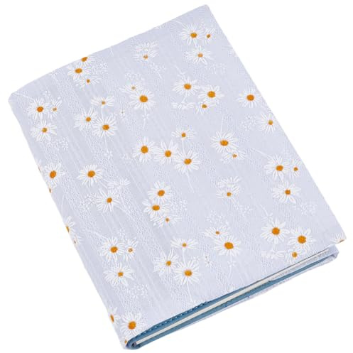 craspire Daisy Buchschutz Blumenstoff Buchhülle Weiß Waschbar Buchhülle Weicher Tagebucheinband Für A5 Taschenbücher Hardcover Bücher Klassenzimmer Schüler Lehrer Buchliebhaber