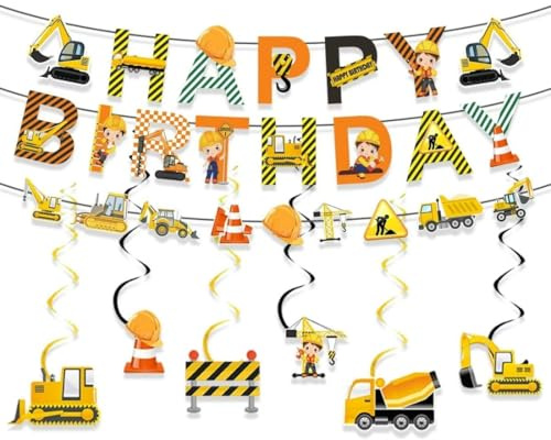 ARYIMYDP Addobbi Compleanno Trattore per Ragazzo, Kit Decorazione Happy Birthday, Per Festa, Casa e Giardino, Facile da Appendere