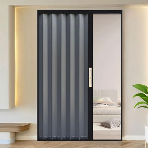 Schiebetür Falttür falttüren innentüren Verschließbares Falttürpaneel aus Aluminium für den Innen- und Außenbereich,Küchentür,Geeignet als Badezimmerfalttür und Schiebetrennwand 90×198.1cm