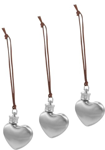 Sosoport 3 Pièces Mini Flasque Métallique Forme Cœur Inoxydable Léger pour Camping Randonnée et Usage Quotidien Portable et Résistant