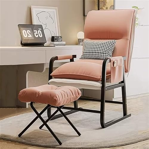 Fauteuil de salon inclinable réglable à double couche avec repose-pieds, cadre en acier, chaise pour petits espaces, chaise confortable beige