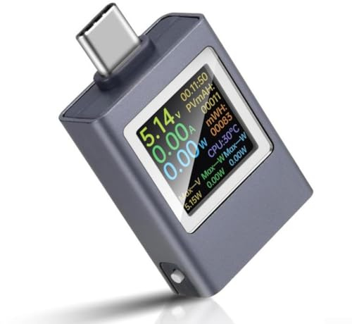 USB Voltage Current Power Meter Tester 4 550V with Power Off Memory and Idle Current Extinguish Function Suitable for Laptops Mobile Phones and Batteries (color screen)