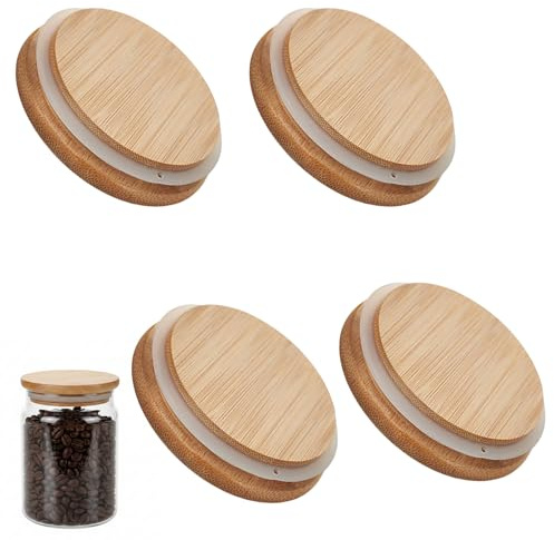 Qwrqwr 2 Stück Flaschenverschlüsse Bambusdeckel 90~110mm Große Konische Korken 2cm Dick für Glasflaschen, Kaffeetassen, Gläser, Joghurtgläsern, DIY Dekor (4 Stück Bambus 10cm)