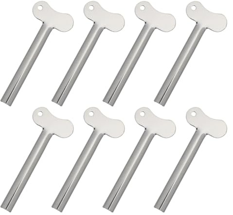 WEKAMOS Lot de 8 Presse-tubes de Dentifrice en Métal Robuste, Outil Manuel Compact pour Presser Tubes de Dentifrice, Crèmes et Cosmétiques, Argenté, pour Salle de Bain et Voyage