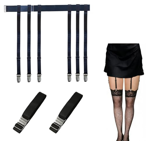LEIIERUY Reggicalze Donna Nero con 6 Bretelle Regolabili e 2 Fasce Elastiche, Cintura Reggicalze Multifunzione per Calze Alte Coscia, Elegante Accessorio Intimo per Occasioni Speciali