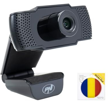 PNI Paquete de cámara Web CW1850 Full HD 1080P de 2MP, USB, Clip y Bandera Adhesiva incluidos.