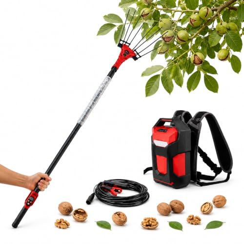 pedenencelia Raccoglifrutta Elettrico, Abbacchiatore per Olive Elettrico da 250w/600w con Asta Telescopica da 2-3 M, 6500 Giri/Min, 6 Livelli di Vibrazione, Batteria A Zaino, Macchina 250w