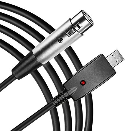 LoongGate USB till XLR-mikrofonkabel - 3 stift till XLR hona för studio (3 m)