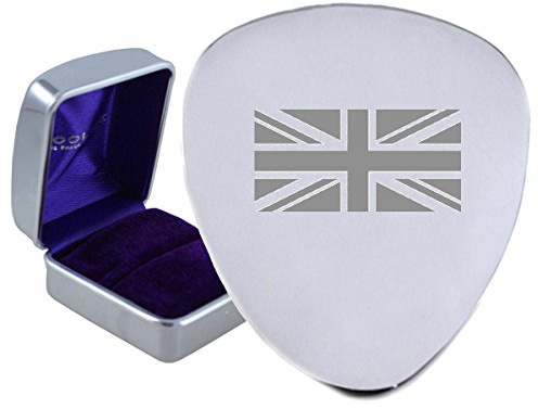 GB England Flagge Stahl Gitarre Plektrum – optional Text Gravur auf Karton