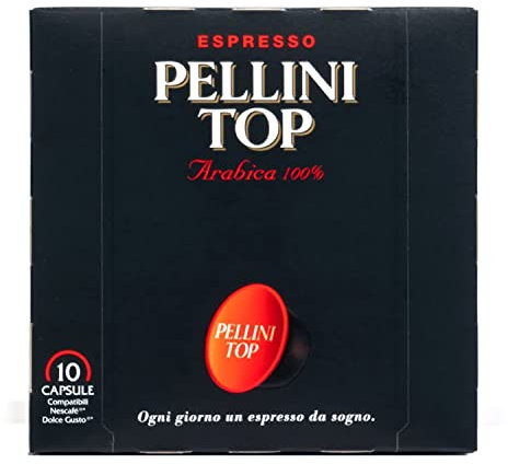 Pellini Top 100% Arabica, 60 Capsule Compatibili Dolce Gusto dall'Aroma Intenso e Avvolgente e Tostatura Delicata, 6 Confezioni da 10 Capsule