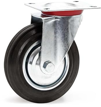 Wiltec Lenkrolle Ø160mm bis 130kg Tragkraft mit Gummirad ungebremst, leiser Lauf, Transportrolle Möbelrolle Laufrolle Möbel-Lenkrolle