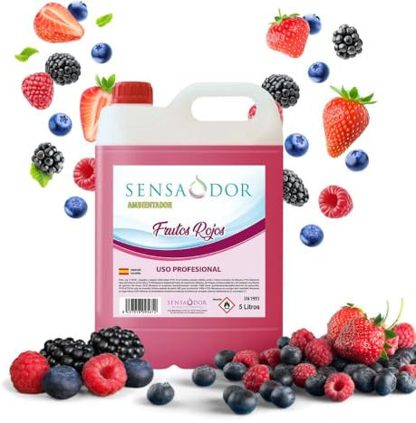 Ambientador Frutos Rojos SENSAODOR, 5 Litros, Rojo, Garrafa, Profesional, Empresas, Negocio, Limpieza, Neutralizador, Quitaolor, Buen olor, Aromatizador