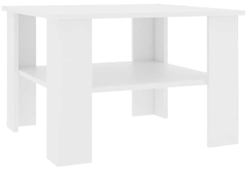 vidaXL Couchtisch 1 Ablagefach Beistelltisch Wohnzimmertisch Kaffeetisch Sofatisch Tisch Teetisch Telefontisch Weiß 60x60x42cm Holzwerkstoff