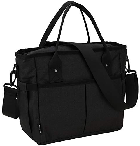 RAVUO Bolsa Térmica Porta Alimentos, Resistente Al Agua Bolsa Comida Bolsas Isotermicas Almuerzo para Hombres Mujer para Trabajo Negro