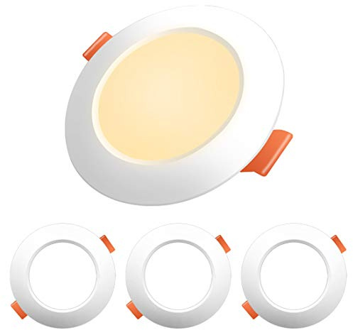 Jayool LED recessed Ceiling Lights, 8W Round Downlights Ceiling Mounting Lamps, 800lm Warm White, 2700K, Non- Dimmable, 4 Pack