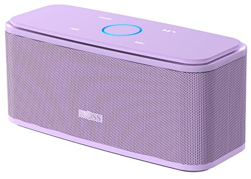 DOSS SoundBox Touch Portable Wireless Speaker with 12W HD Sound and Bass, Touch Control, IPX5 Waterproof, 20H Playtime, Bluetooth 5.0, Handsfree, Speaker for Home, Outdoor, Travel-Purple