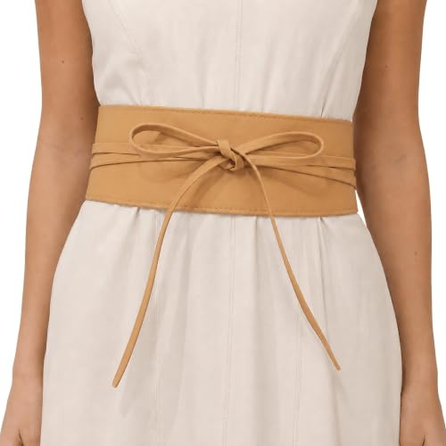 FASHIONGEN - Echtem Rindsleder Vollnarbenleder Obi Gürtel für Damen, Bindgürtel, CASSIANE