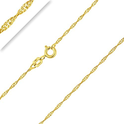 PLANETYS - Chaîne Maille Singapour Or jaune 9 carats (375/1000) Largeur 1.3 mm Longueur: 50 cm