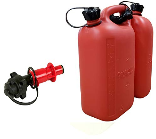 SWS Forst GmbH Doppelkanister rot für 5l Benzin 3L Öl Automatik Ausgießer für Kettenöl