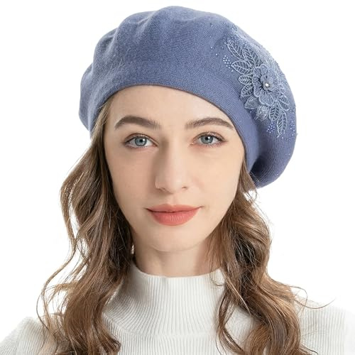 ZLYC Baskenmütze für Damen, französisch, wendbar, Kaschmir, Baskenmütze