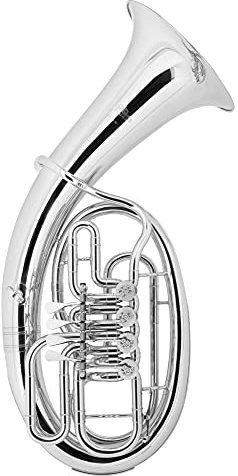 Lechgold BH-19/4S Bariton- aus Messing - Stimmung: Bb - Bohrung: 14,8 mm - 4 Drehventile mit Minibal-Gelenken - inkl. Leichtkoffer und Mundstück - versilbert