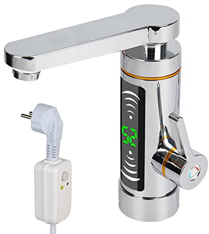 Grifo eléctrico giratorio de 360° - Grifo de calentamiento rápido - 3000 W - Con indicador de temperatura LED - Para baño - Cocina pequeña (Tipo A)