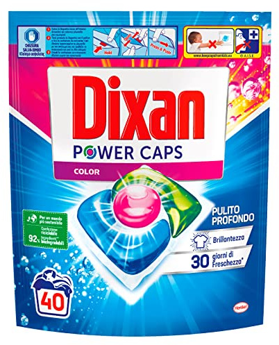 Dixan Power Caps Color, Detersivo Lavatrice in Capsule, 40 capsule (lavaggi)