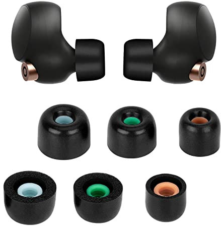 3 Paar Ersatz In-Ear Kopfhörer Kompatibel mit Sony WF-1000XM4, Gepolsterte Ohrstöpsel In-Ear Kopfhörer (S/M/L, Schwarz)