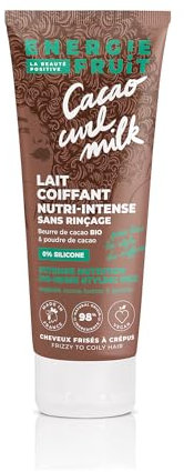 ENERGIE FRUIT | Lait coiffant sans silicone | Beurre & poudre de cacao | Cheveux Frisés & Crépus | Vegan, Marron, 200.00 ml (Lot de 1)