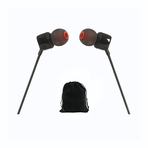 JBL Tune 110 - Auriculares intraurales con cable con control remoto de 1 botón, sonido distintivo para una experiencia de audio rica, incluye bolsa de transporte
