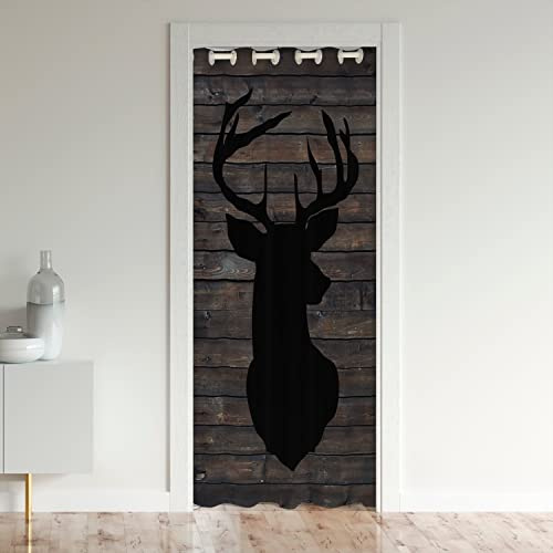Cute Hirsch Türvorhang 106x203cm für Tür Privatsphäre Hirsch Jagd Dekorative Türvorhang für Tür Privatsphäre Home Dekor Antlers Western Bauernhaus Schwarz Braun Wildtiere Fensterbehandlungen
