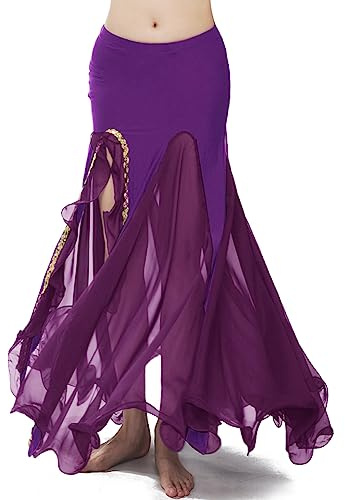 ROYAL SMEELA Rüsche Bauchtanz Rock Damen sexy Schlitz Bauchtanz röcke lang Bauchtanz kostüm für Frauen Bauchtanz Outfit bauchtanzrock Bauchtänzerin Rock Bauchtanz Kleidung bauchtaenzer Rock