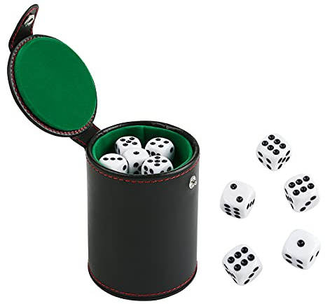 GWHOLE Dice Cup with Lid Include 10 Dices for Playing Board Games | Green,Velvet Interior Dice Shaker,Quiet Shaking