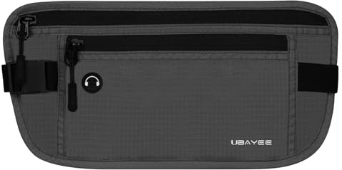 UBAYEE Travel Money Belt Hidden Under Clothes with RFID Blocking for Men and Women, Grey