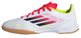 adidas Unisex – Barn F50 LEAGUE Football boots Indoor Kids, Cloud White/Core Black/Solar Yellow, 33 EU