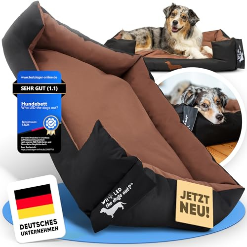 Komfortables Hundebett – Wasserabweisend & Abwischbar – 47x65 cm Liegefläche – Hundebett für Große Hunde – Leichter, Rutschfester Hundekorb, Handwaschbares für Innen- & Außenbereich – Brown