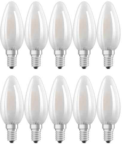 NCC-Licht 10x LED Lampe C35 Kerze E14 4W 470lm Warmweiß 2700K | LED Leuchtmittel aus mattiertem Glas, ersetzt 40W Glühlampe, gemütliches Licht ideal für Kronleuchter