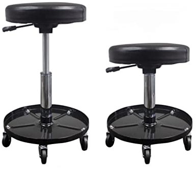 Gardeneea Niedriger Werkstatt-Rollsitz, PU-Leder-Rollsitz und 360°-Universalräder, mobiler Rollsitz oder -Stuhl, pneumatischer Mechanikerhocker mit großer Kapazität (Schwarz 38 x 32 x 56 cm)