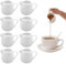 KUWUNG 8 PCS Small White Ceramic Milk Jugs, 110 ml with Handle, Anti-drip Spout, Classic Style, Perfect for Coffee, Tea, Cream, Sauce