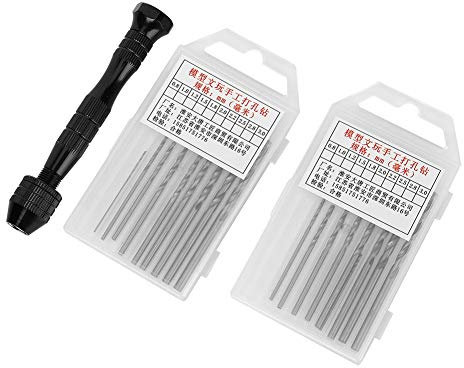 Taladro Manual Manual, Juego de Brocas, Taladro Manual con 20 Brocas, Taladro Manual, Juego de Brocas Helicoidales Manuales para Joyería, Resina, Herramientas Rotativas para